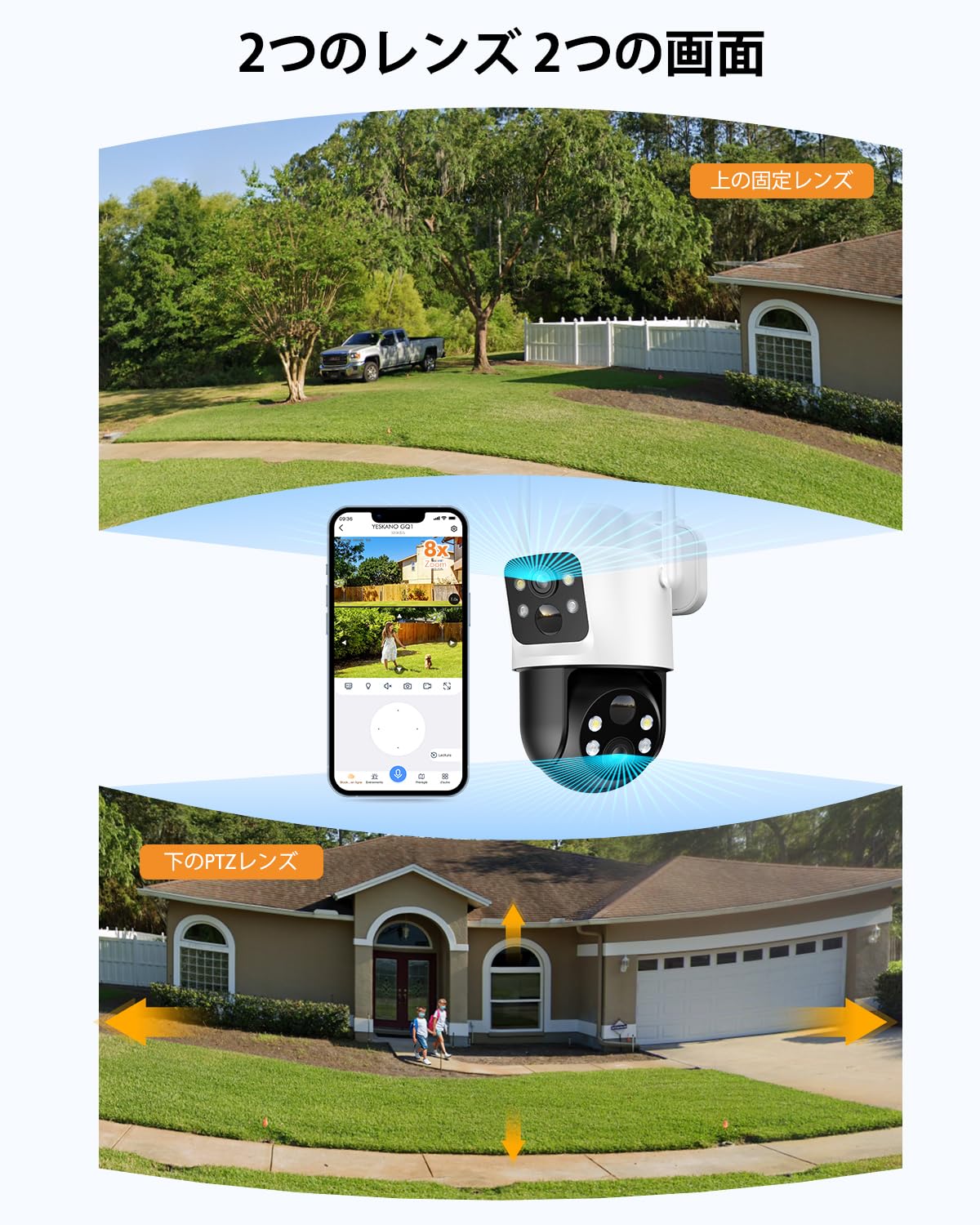 Amazon.co.jp: 【デュアルレンズ & 両監視画面 & 1台2役*360°死角なし
