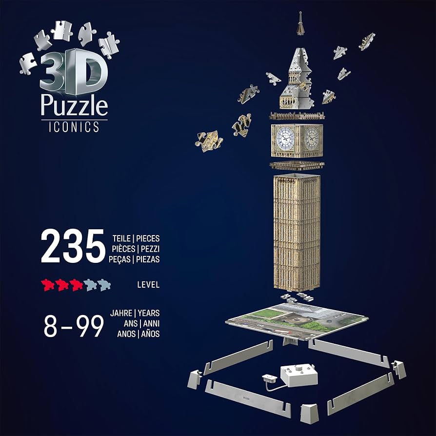 Amazon.com: Ravensburger Iconics: Big Ben 3D Puzzle with Light for