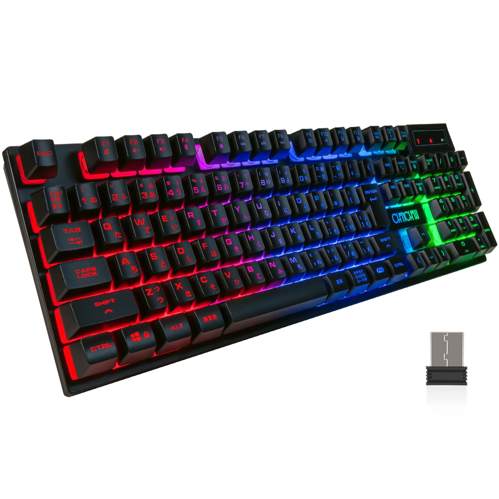 Amazon | ワイヤレスゲーミングキーボード 108キーLEDバックライトRGB