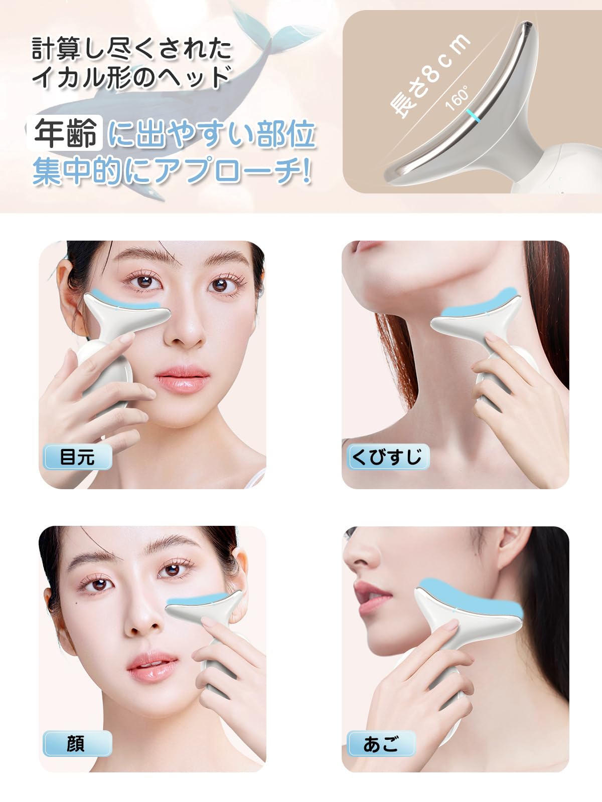 Amazon.co.jp: Kiboer 美顔器 1台8役 EMS 美顔ローラー かっさ 電動 温