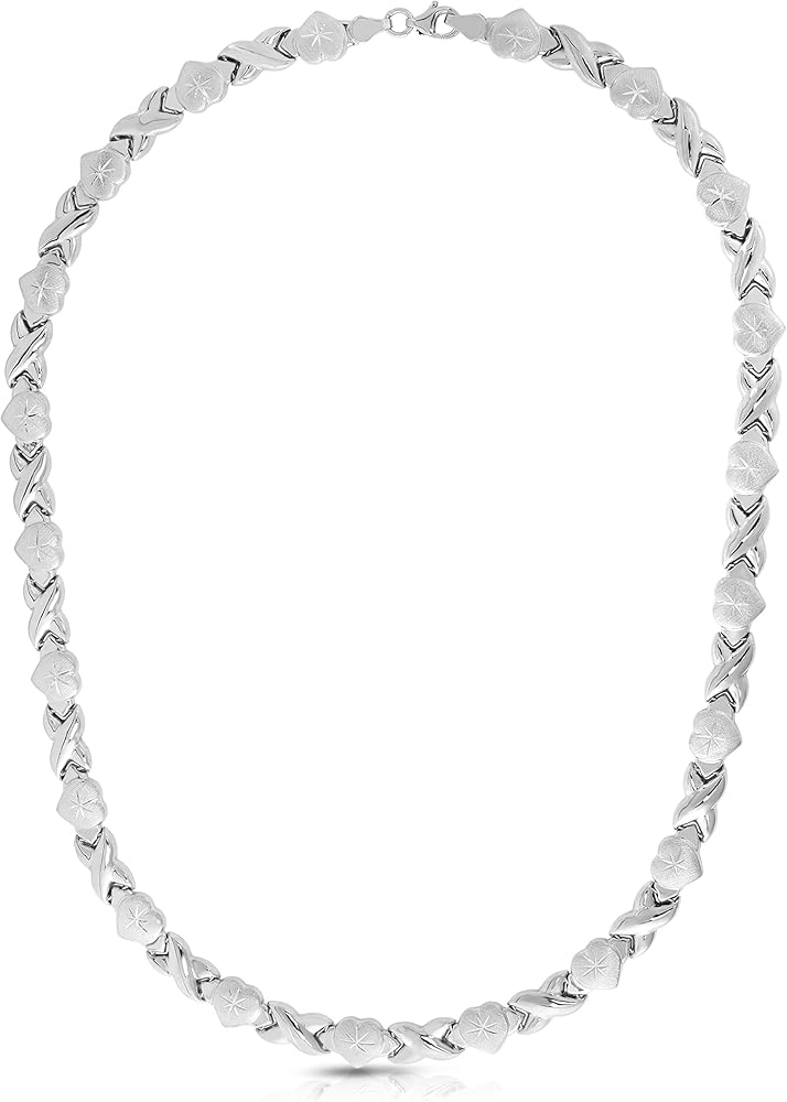 Amazon.com: Floreo 10k White Gold Stampato XOXO X & Heart