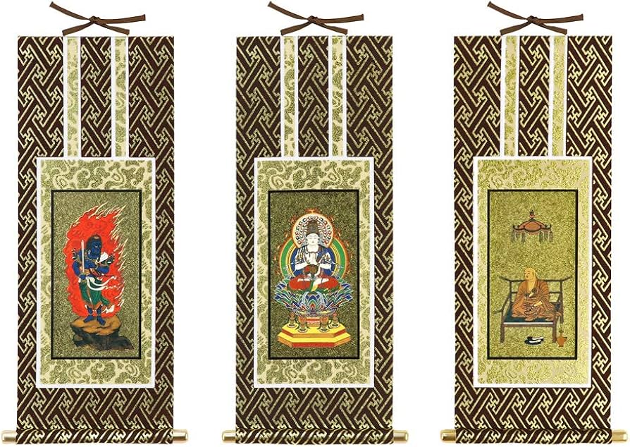 Amazon｜『真言宗』 オリジナル掛軸3枚セット 60代(高さ34cm) 大日如来
