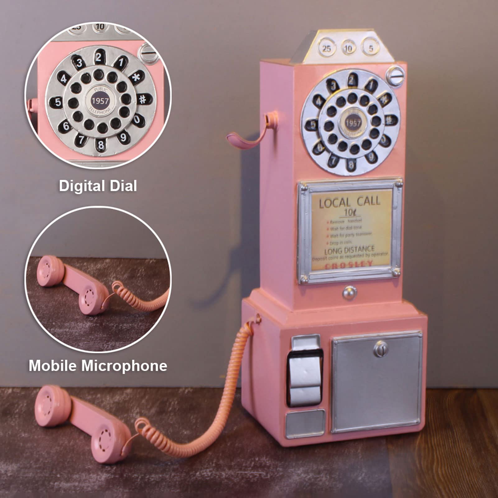 Amazon.co.jp: ピンクの電話の小道具モデル - レトロな壁掛けの固定