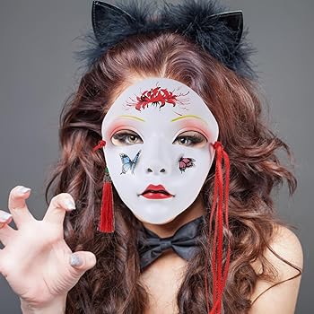 Amazon.com: OATIPHO Japanese Kabuki Kitsune Masks, Masquerade Mask