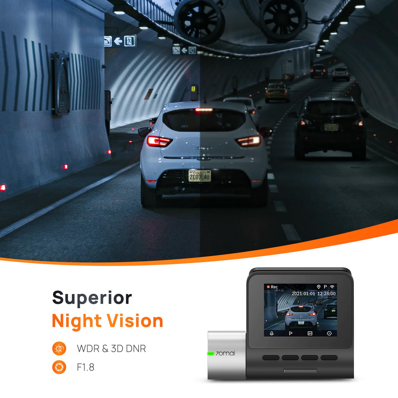 Amazon.com: 【70mai Front Dash Cam A500S+64GB Card】 1944P UHD