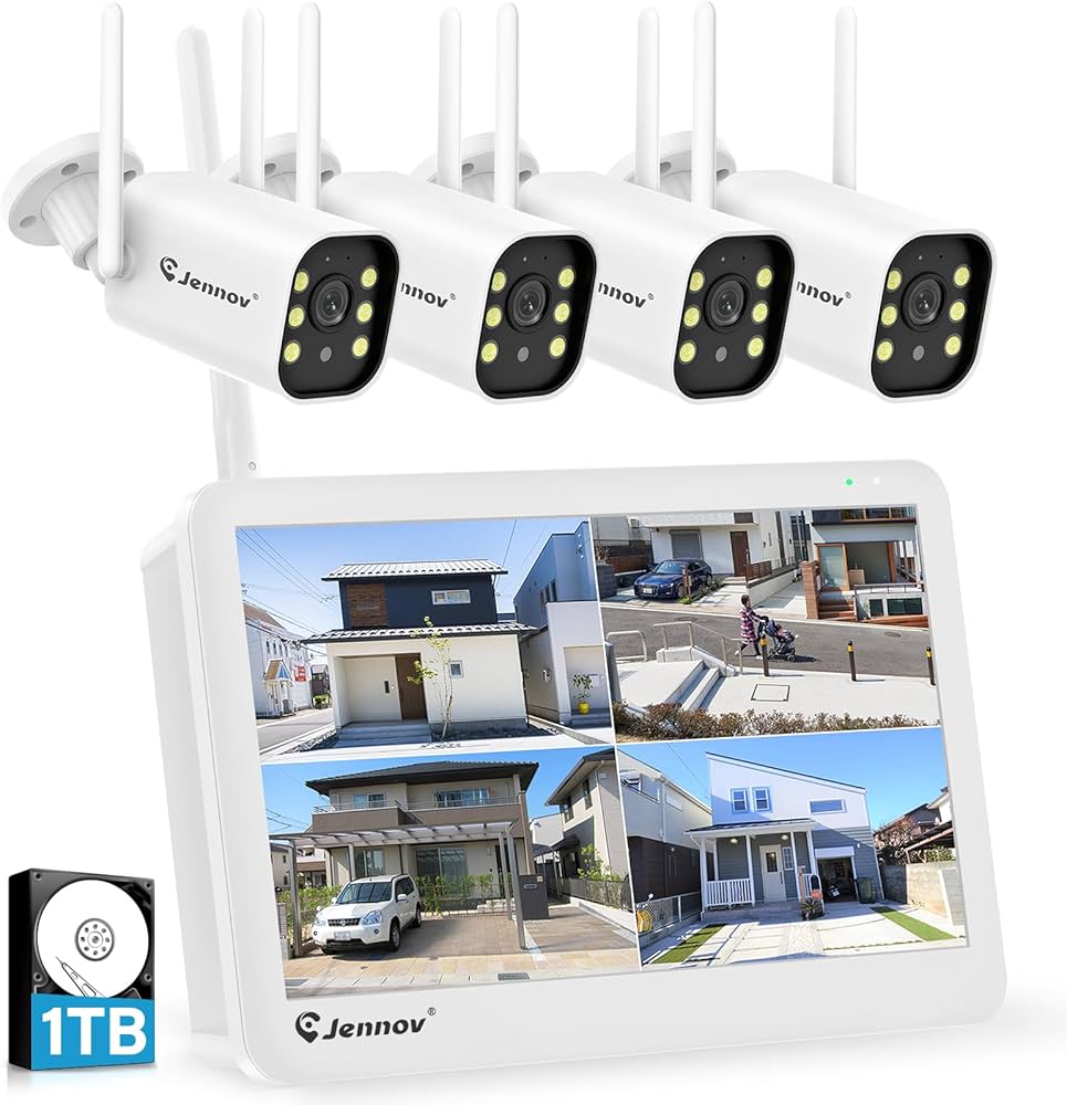 Amazon.co.jp: Jennov 防犯カメラ 屋外 モニター付き 500万画素 130度