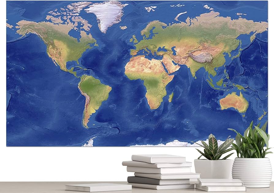 Amazon.co.jp: Hotdogger 世界地図ポスター ＜ レリーフ(地形図) ＞ L