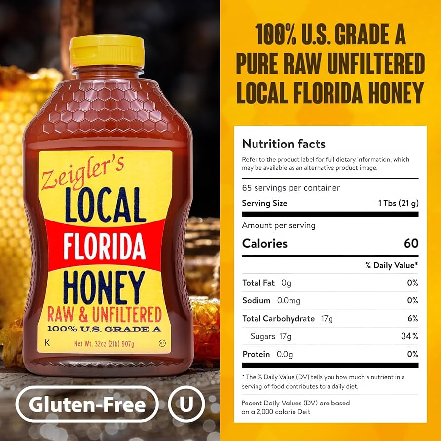 Amazon.com : Zeigler's Florida Local Honey, 32 Oz – 100% Pure, Raw