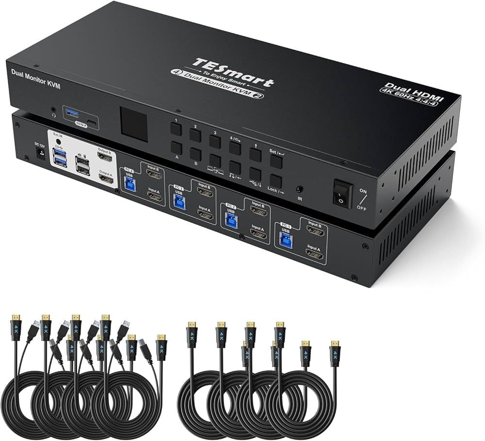 Amazon.co.jp: TESmart HDMI KVMスイッチ 4入力2出力 USB3.0 4台