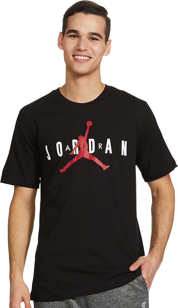 Amazon.com: Jordan Air Black/White/Red Wordmark Short Sleeve T