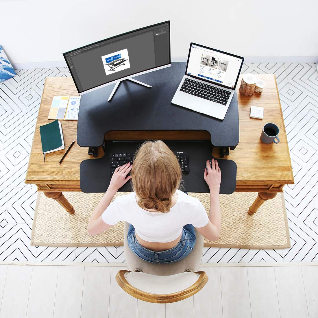 Amazon | FLEXISPOT 卓上スタンディングデスク 昇降デスク 高さ調節