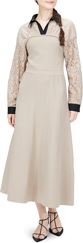 Amazon | [グレースコンチネンタル] 2023AW ﾚｰｽﾚｲﾔｰﾄﾞﾆｯﾄﾜﾝﾋﾟｰｽ