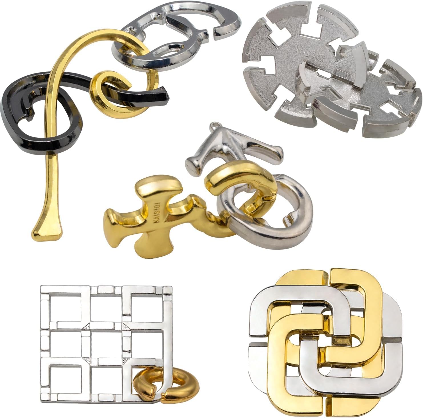 Amazon | 5枚知恵おもちゃ知恵の輪 難易度6～2 リングパズル 知恵玩具