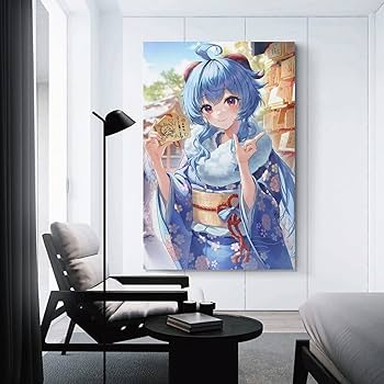 Amazon.co.jp: 原神 甘雨 イラストポスターキャンバスポスター寝室の