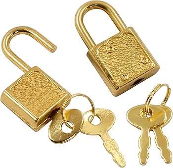 Unlorspy 10 Pcs Gold Mini Padlock with Key, Small Luggage Locks,32