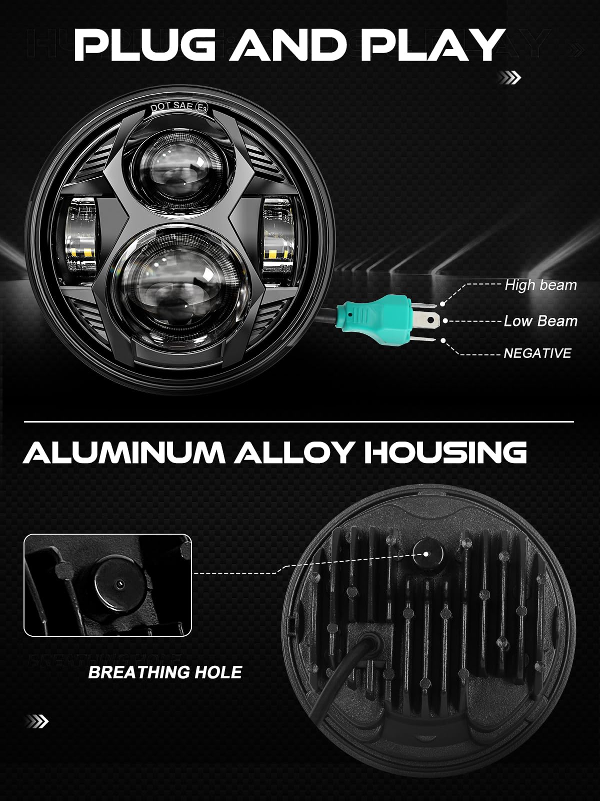 Amazon.co.jp: 5.75インチ ラウンド LED ヘッドライト 51W 5-3/4インチ