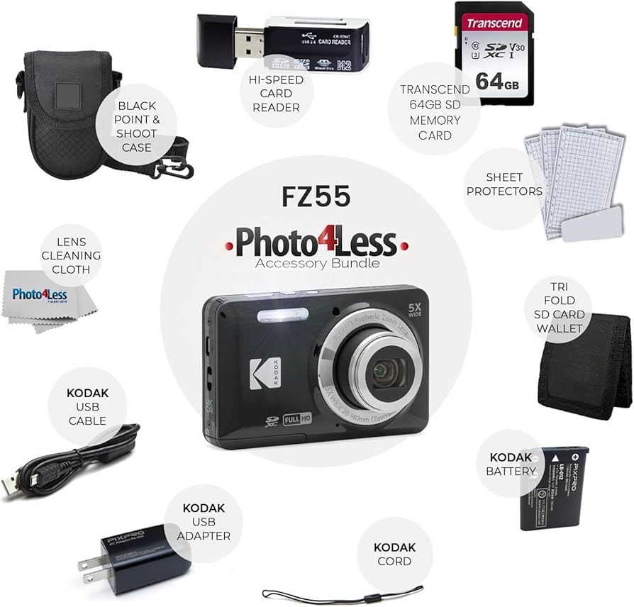 Amazon.com : Kodak PIXPRO FZ55 Digital Camera (Black) + Black