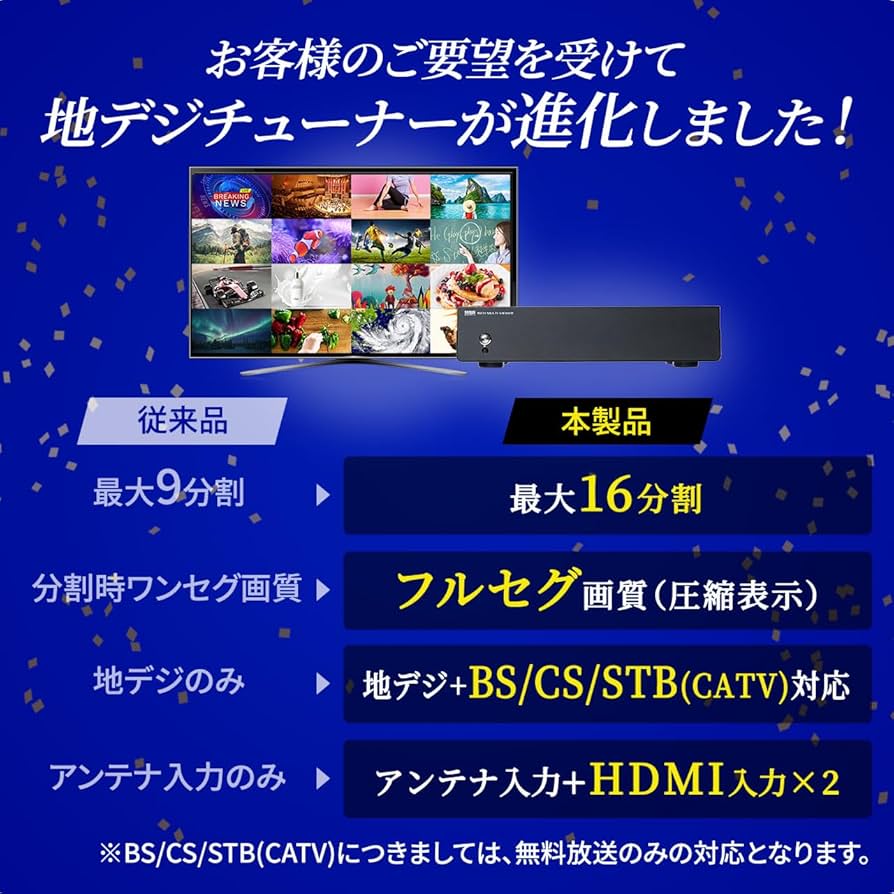 Amazon | イーサプライ 地デジチューナー 16分割 10分割 8分割 4分割