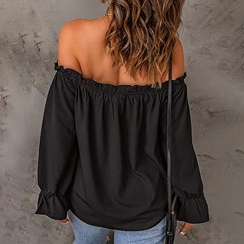 Fall Women's Pleated Off Shoulder Shirt Tops Fashion Solid Loose