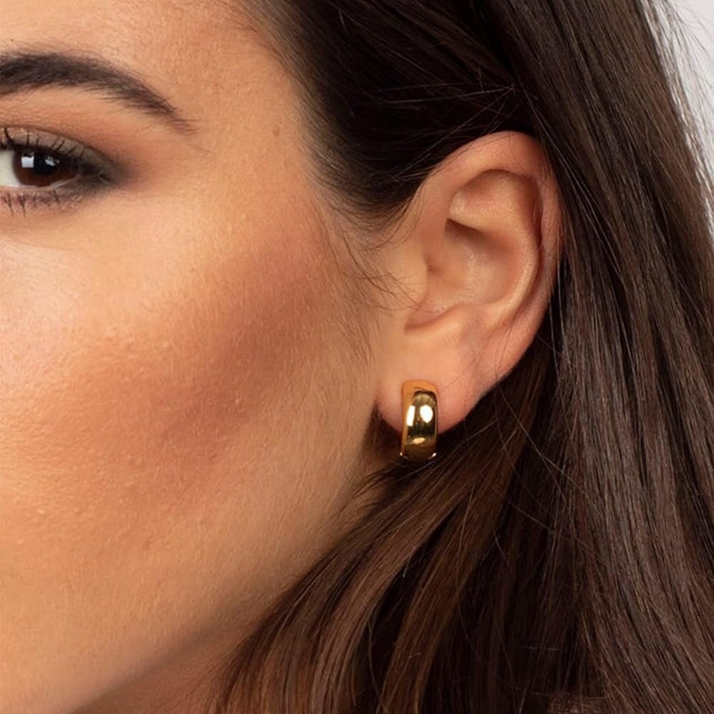 Amazon.com: ALEXCRAFT Small Chunky Gold Hoop Earrings for Women