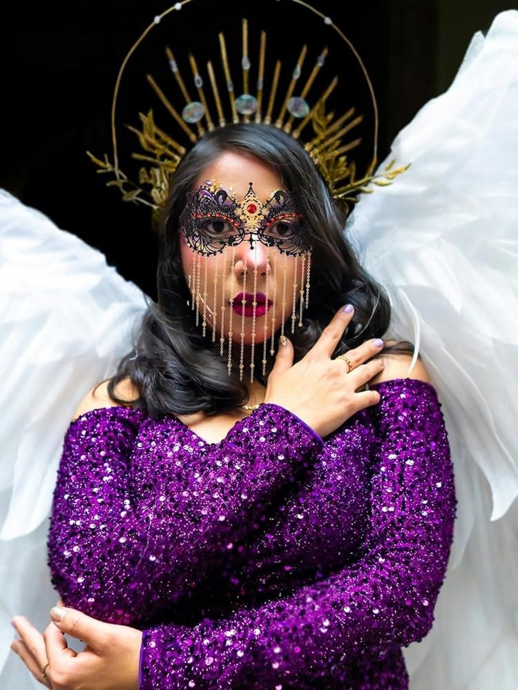 Amazon.com: Blindery Sexy Lace Masquerade Mask Rhinestone Costume