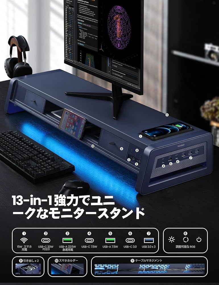 Amazon.co.jp: VAYDEER 金属製デュアルモニタースタンド スマホ専用