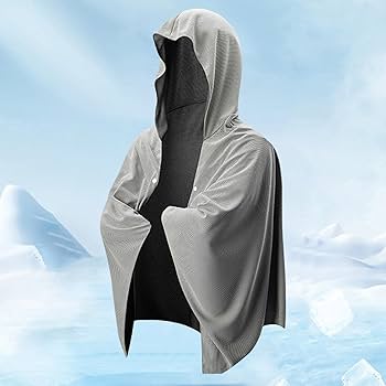 通販の虎で話題‼️冷感アイスポンチョSTEAD グレー Amazon｜冷感アイス