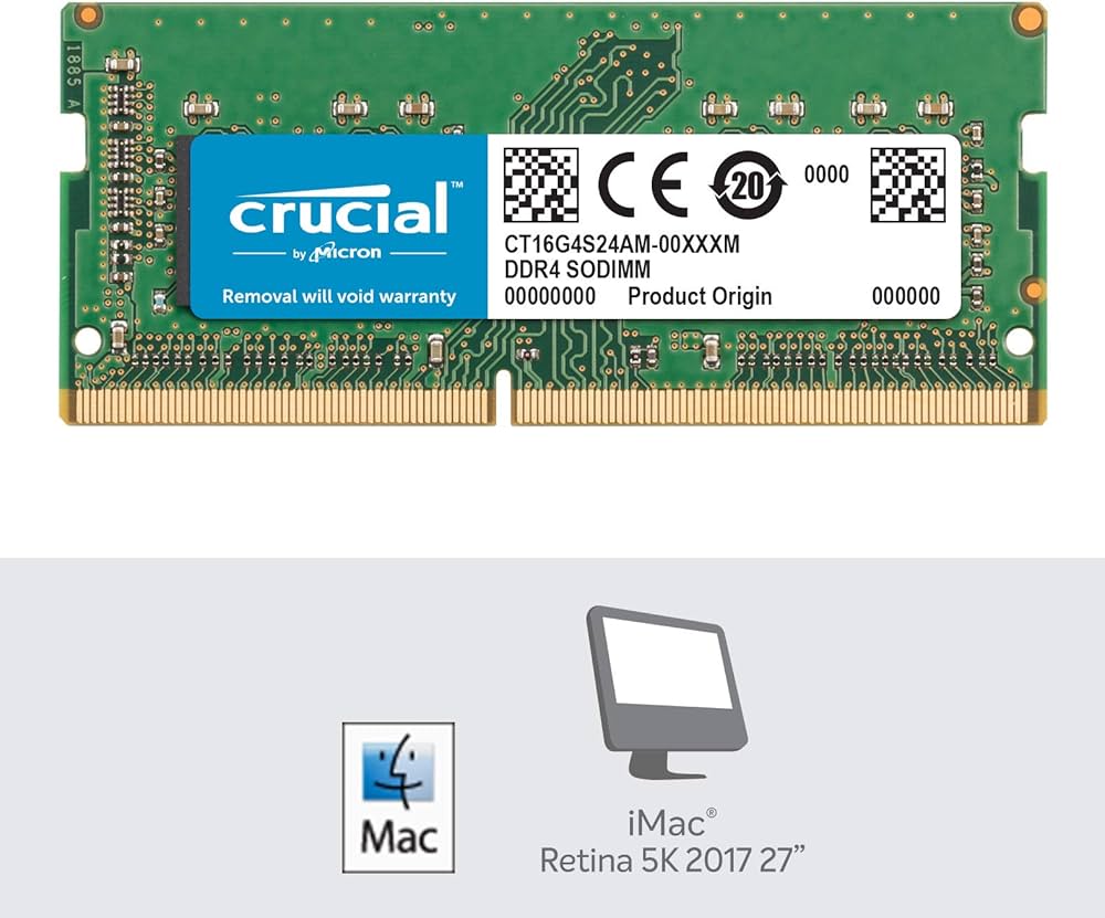 Crucial 16GB DDR4 2400Mhz SO-DIMM RAM Mac Memory Module, Green