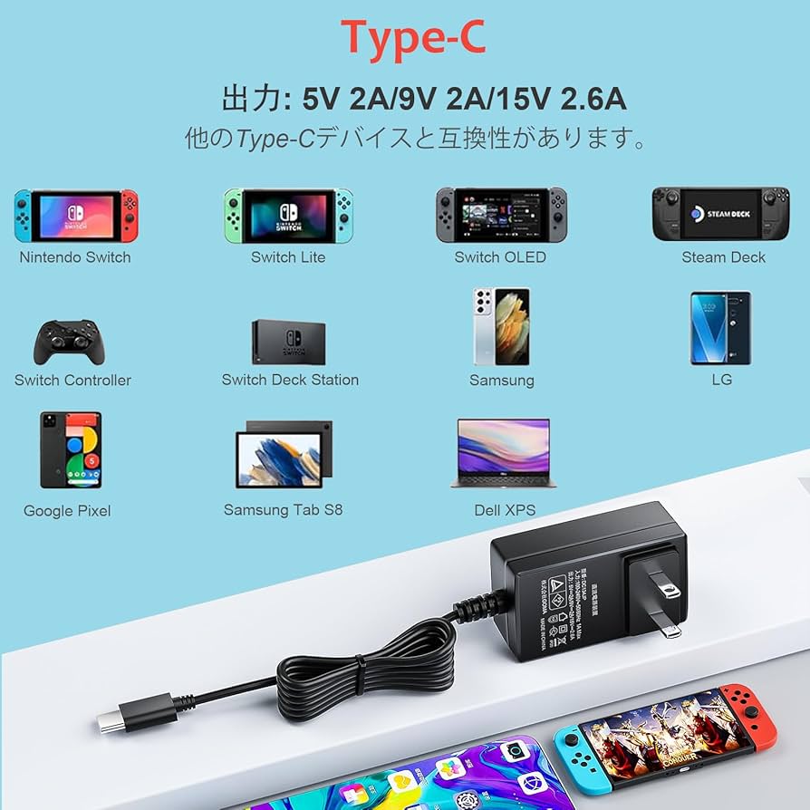 Amazon.co.jp: Punasi Switch用の急速充電器 ACアダプター PSE認証 TV