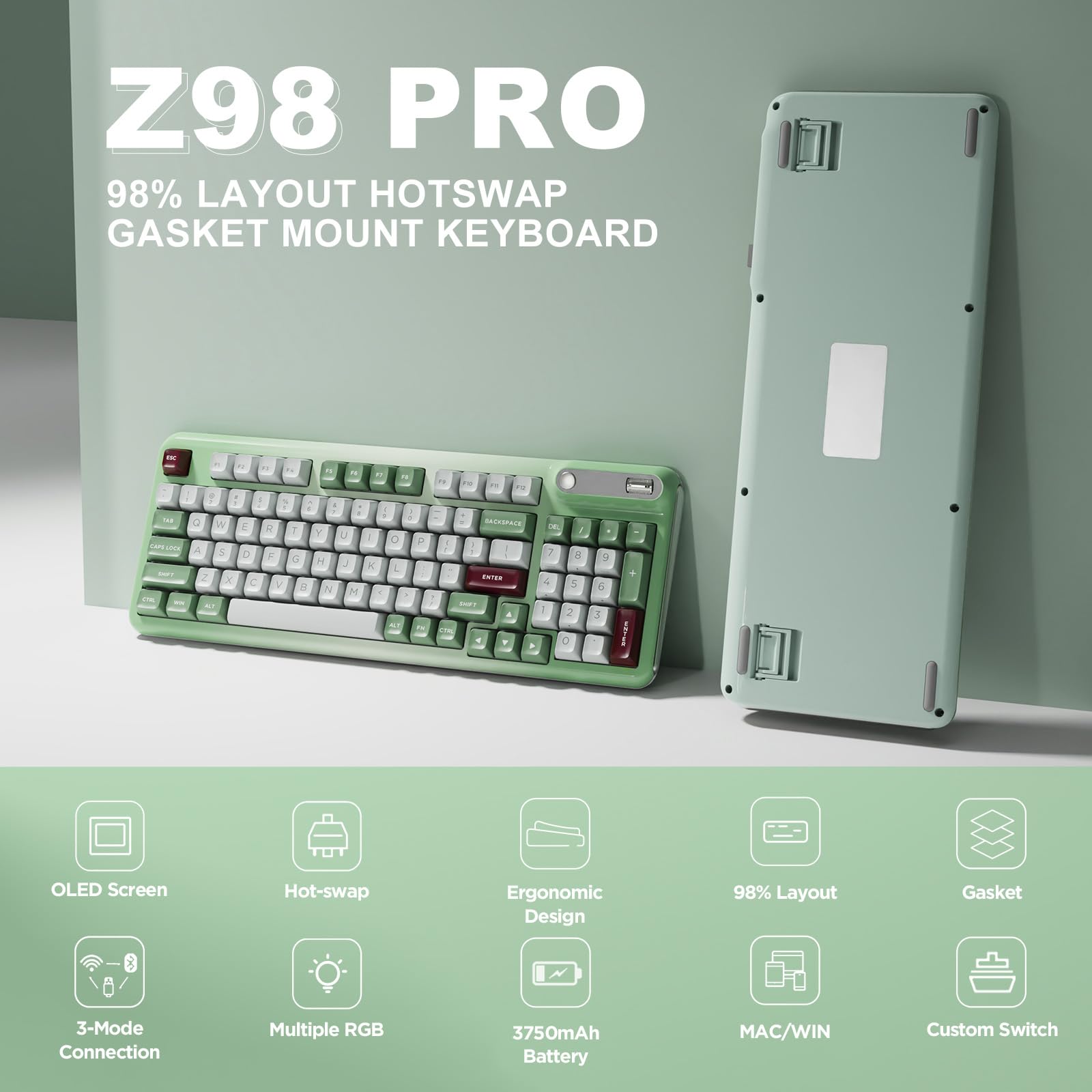 Amazon | KZZI Z98 ワイヤレスゲーミングキーボード OLED スマート