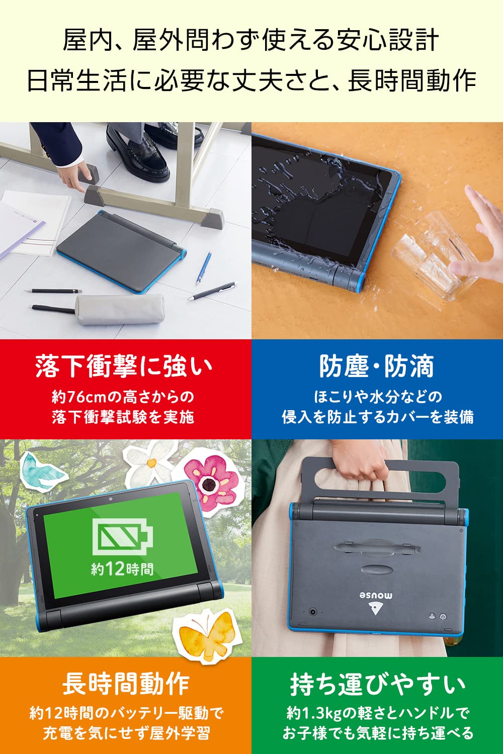 Amazon.co.jp: Mouse E10 Study PC, 10.1 Tablet PC, 2 in 1 (Drop