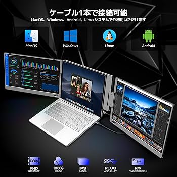 Amazon.co.jp: ROADOM デュアルモニター 15.6インチ トリプルモニター