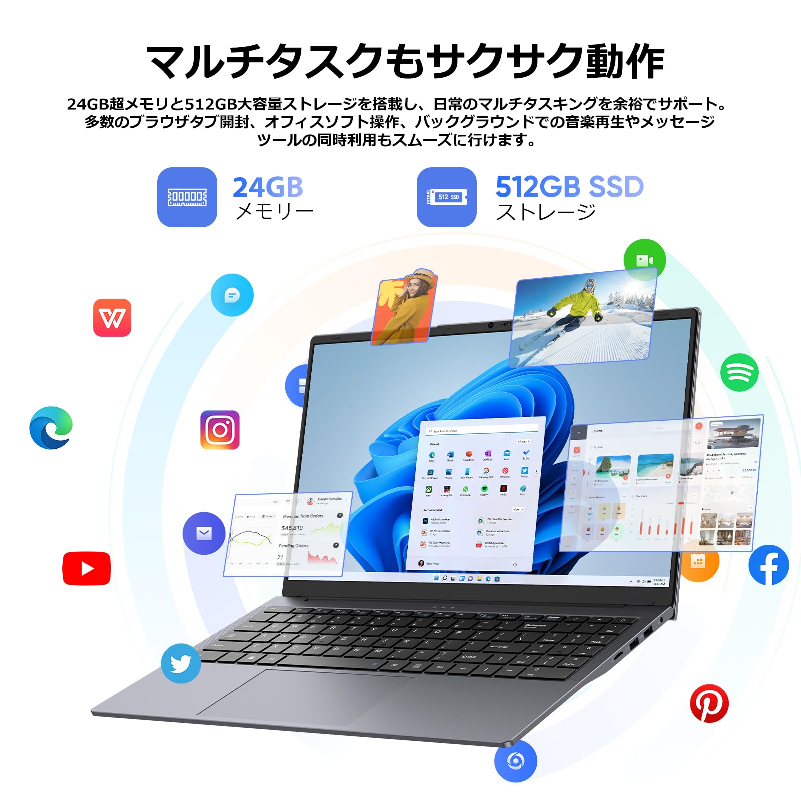 Amazon.co.jp: Eyy Laptop Computer with Office, 15.6-Inch Notebook