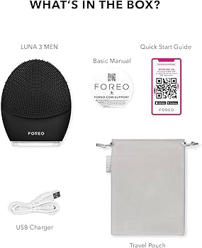 FOREO LUNA 3 Men Facial Cleansing Brush for Skin & Beard, Anti
