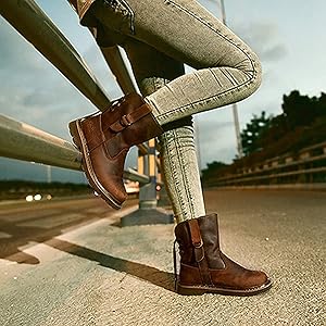 Amazon | [URNICE] Z.SUO ショートブーツ レディース ブラウン 防水