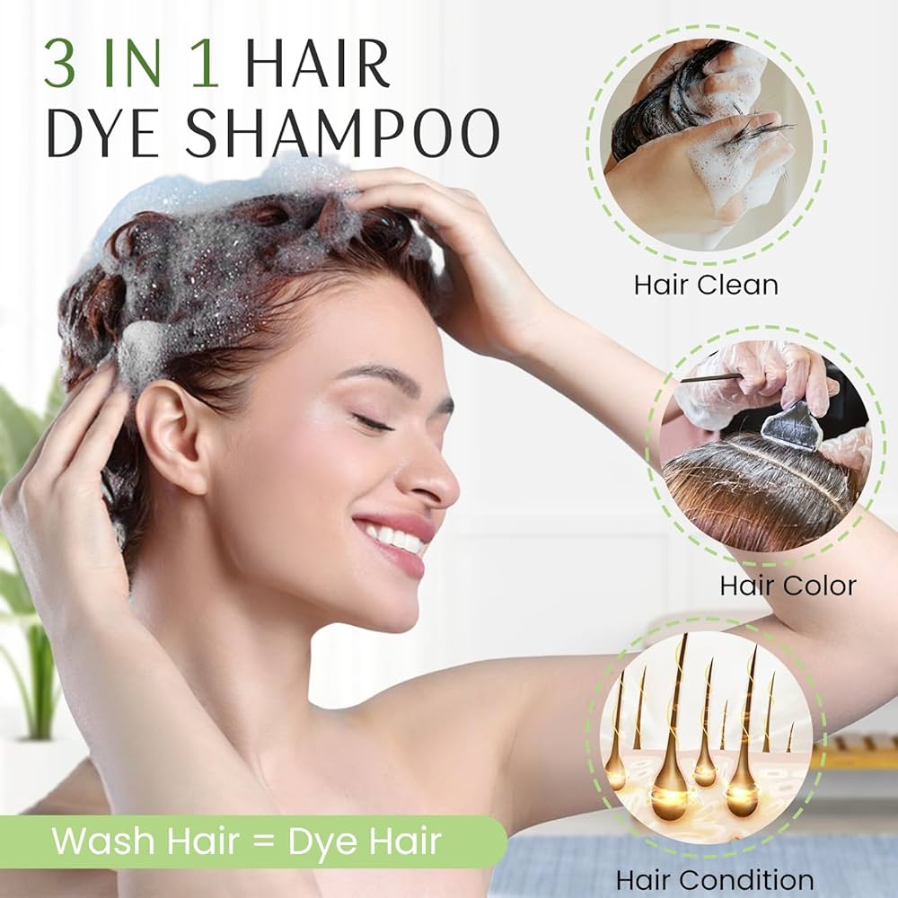 Amazon.com : Fedulili Dark Brown Hair Dye Shampoo 3 in 1, Instant