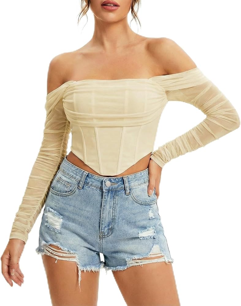 Amazon.com: JSXZMMSM Womens Corset Top Sexy Strapless Long Sleeve
