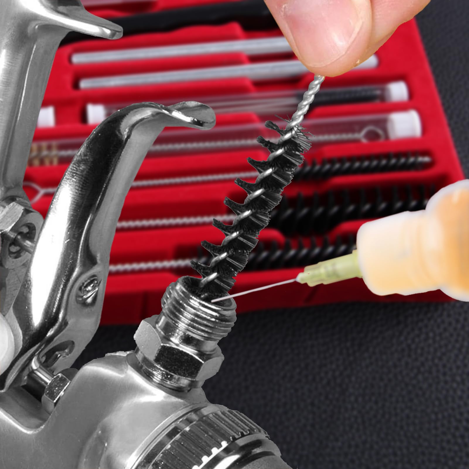 Amazon.co.jp: LEONTOOL エアスプレーガン洗浄キット 23本セット エア