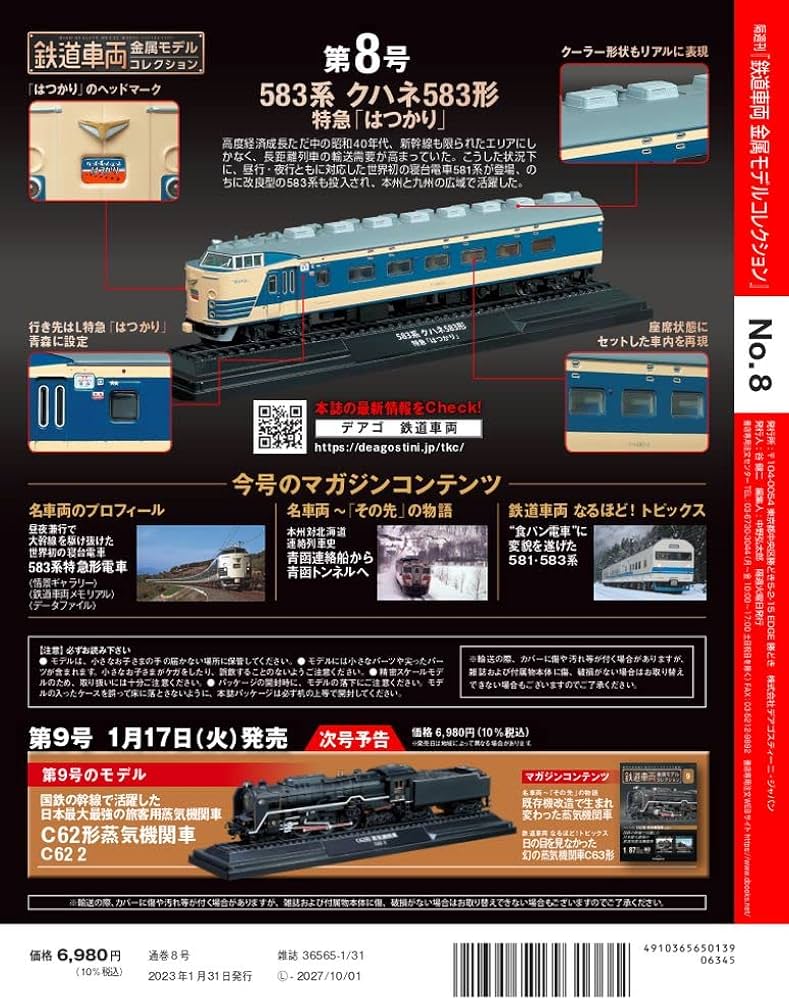 鉄道車両 金属モデルコレクション 8号 (583系 クハネ583形 特急「は