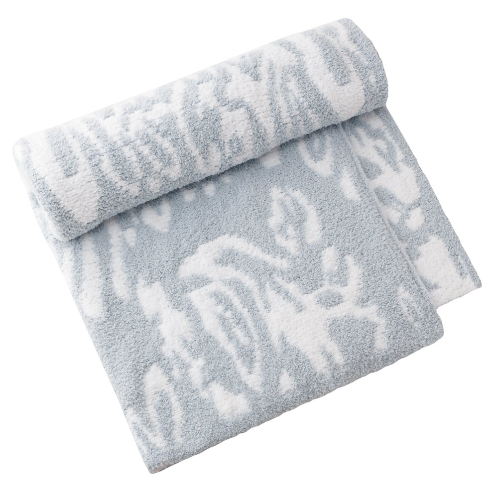 Amazon｜カシウエア/ダマスクハーフブランケット (Baby Blue/white