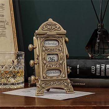 Amazon | カレンダー 卓上 輸入レトロ真鍮ブック卓上卓上カレンダー