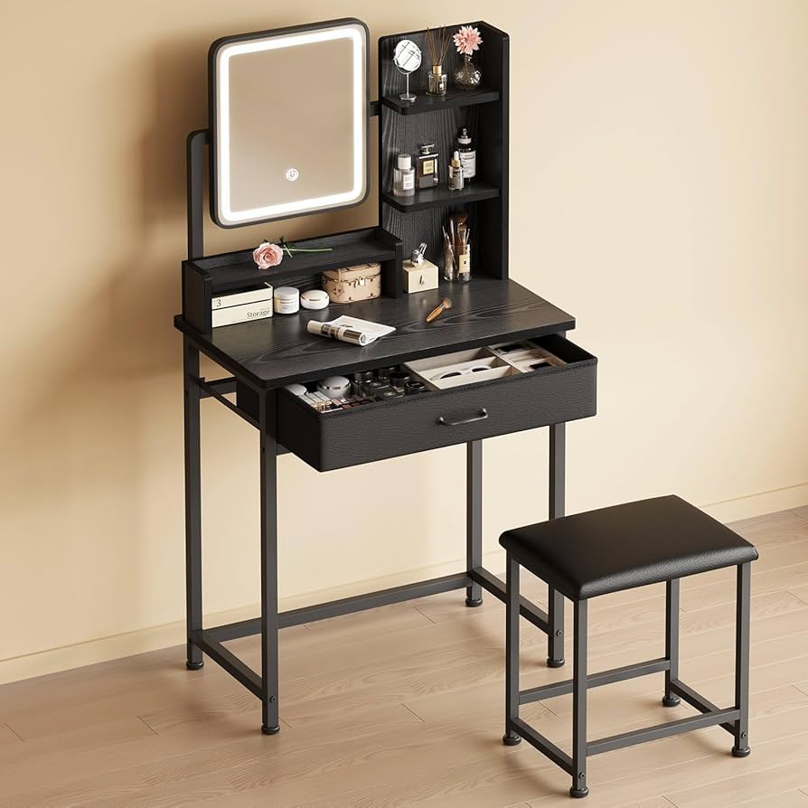 Amazon｜Yetom ドレッサーコンパクト 3色LEDミラーライト 収納沢山