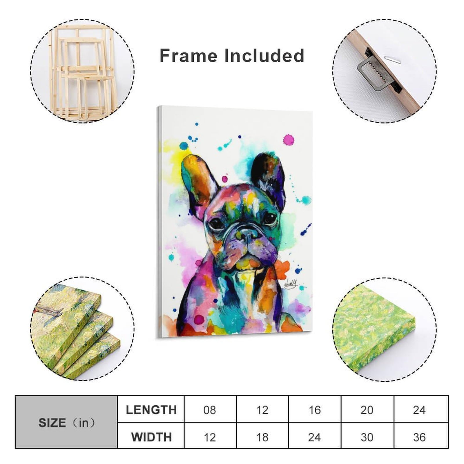 Amazon.co.jp: カラフルなフレンチ・ブルドッグのポスター アート