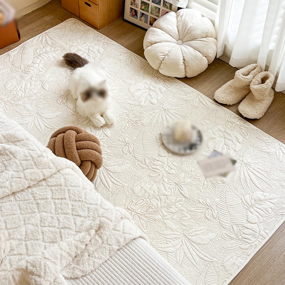 Amazon｜[XLOYP] キルティング マット ラグ コットン 洗える 白い 綿