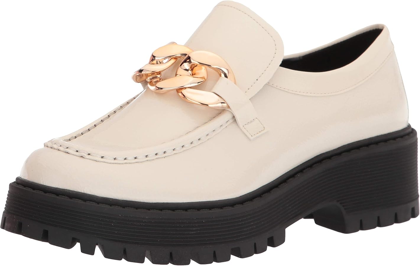 Amazon.com | Steve Madden Women's Malvern Loafer Flat, Bone Patent