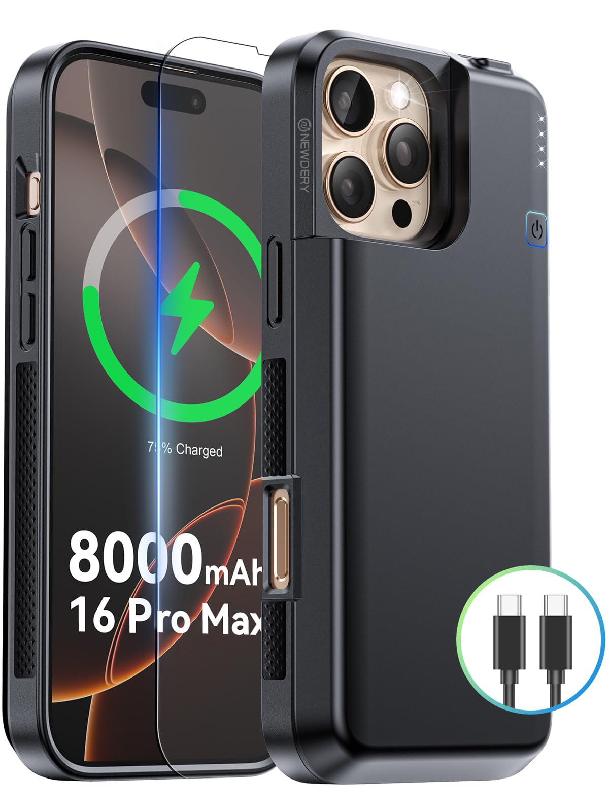 Amazon.com: NEWDERY Upgraded Battery Case for iPhone 16 Pro Max