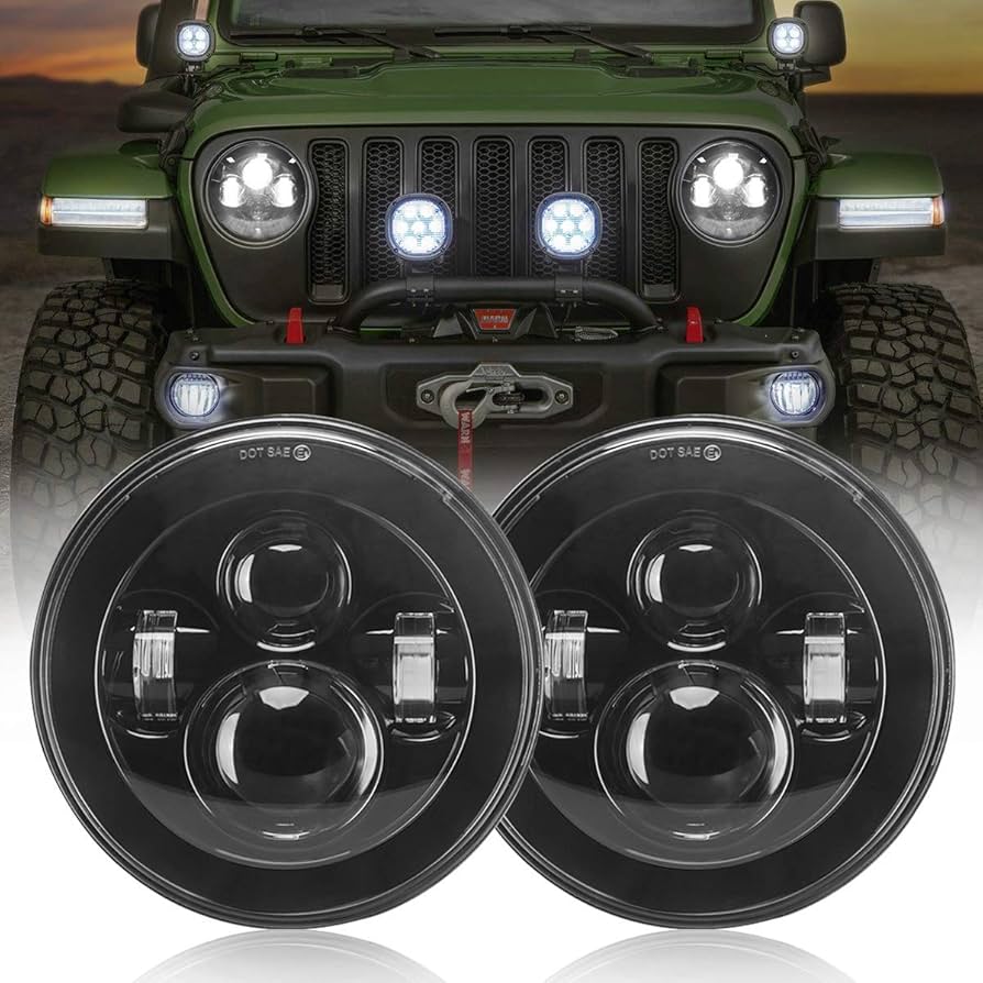 Amazon | led ヘッドライト 7インチ JKラングラーヘッドライト ハイ