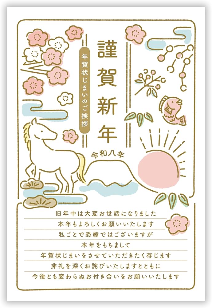 Amazon | 年賀状じまい ハガキ 20枚【新年にお知らせ】私製はがき