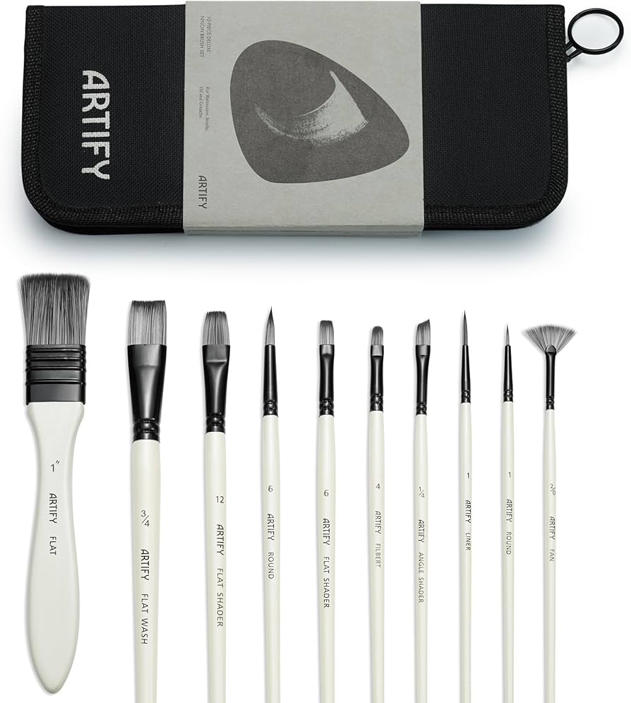 Amazon | Artify 絵筆セット 10本入り 筆セット 水彩 油彩 油絵