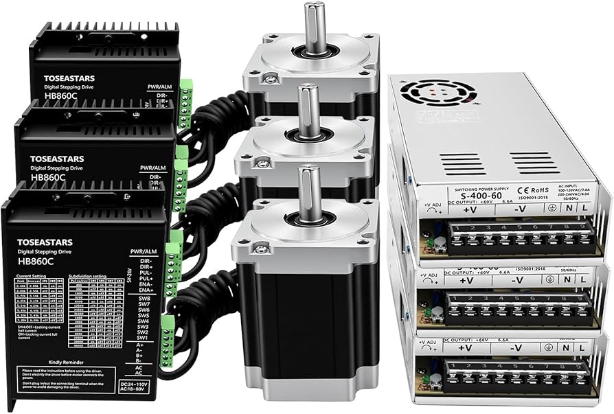 3 Axis CNC Controller Kit Nema34 86mm Stepper Motor 4.5Nm 640oz.in